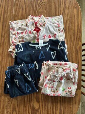 2 Pair Girls PJ Sets Size 10-12